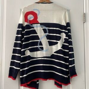 Nautical Striped Cardigan with Anchor Design size Large by Tantrums